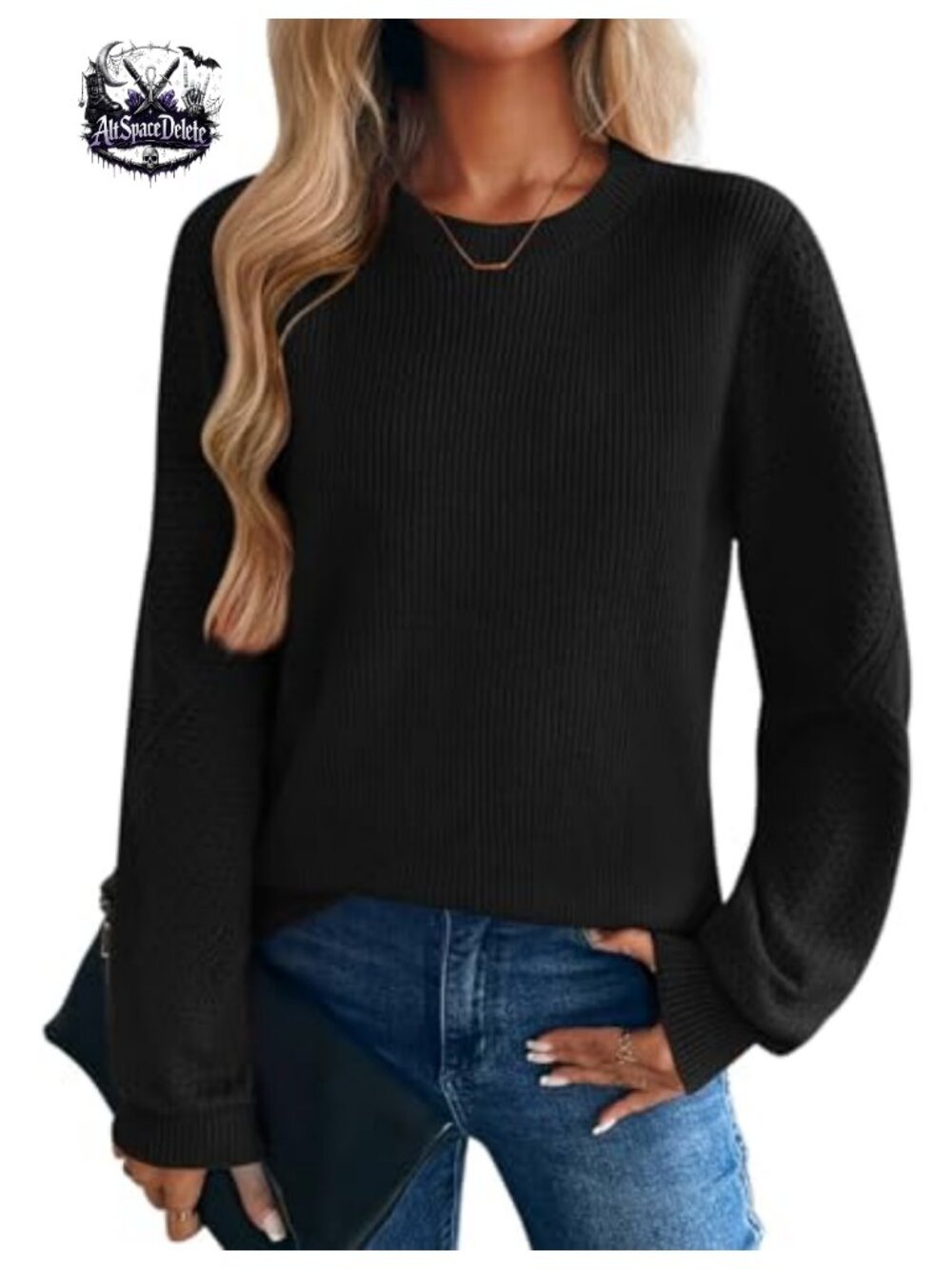 Womens 100% Acrylic Knit Pullover Sweater Crew Neck Long Sleeve Loose Fit